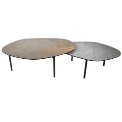 Table basse gigogne en céramique finition ardoise et rouille (lot de 2) LOMBARDIE