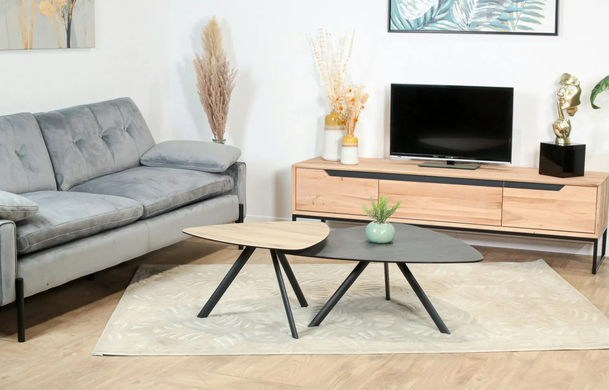 Table basse gigogne en céramique forme design (lot de 2 pièces) LOMBARDIE