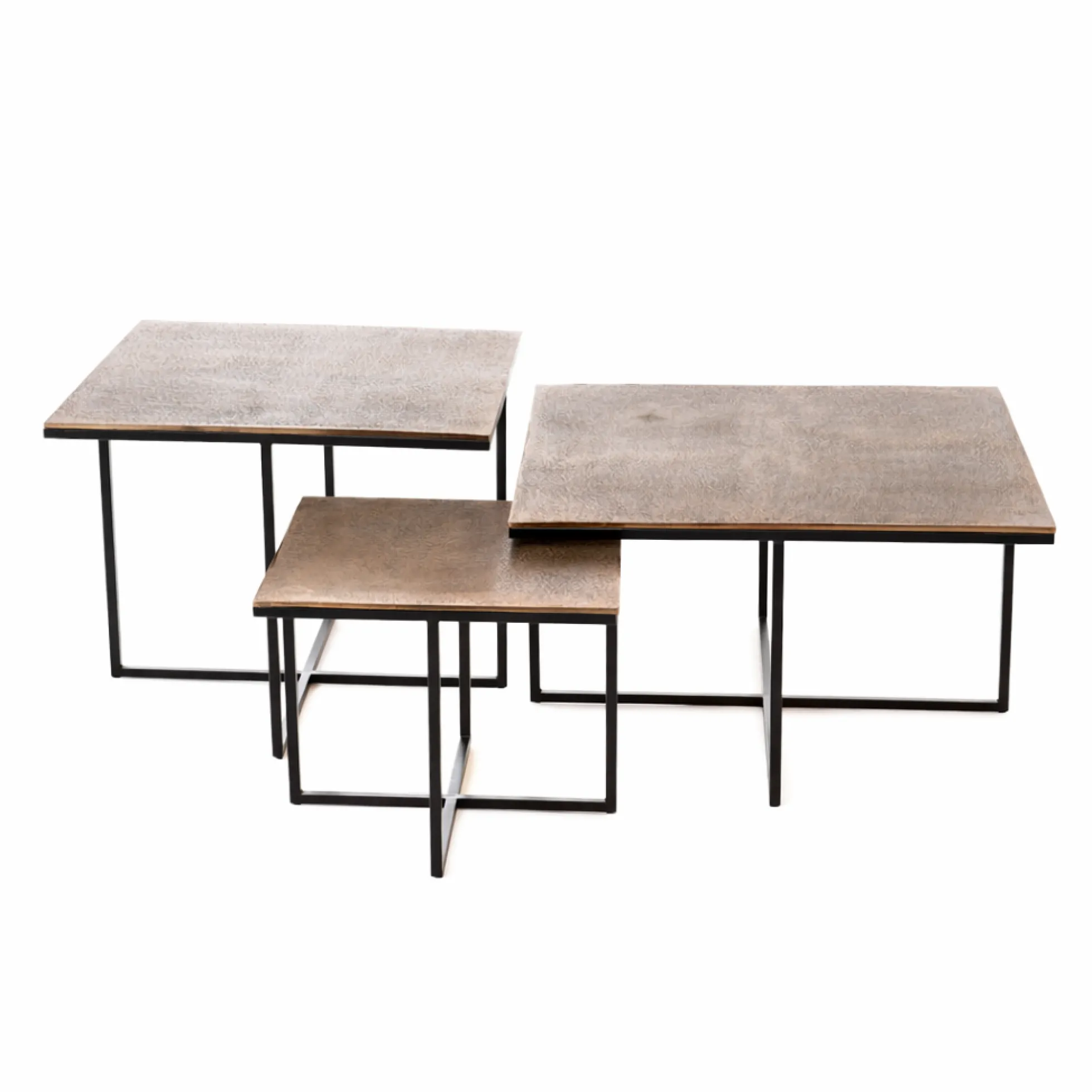 Table basse gigogne graphique à pieds croisés (lot de 3) KANO