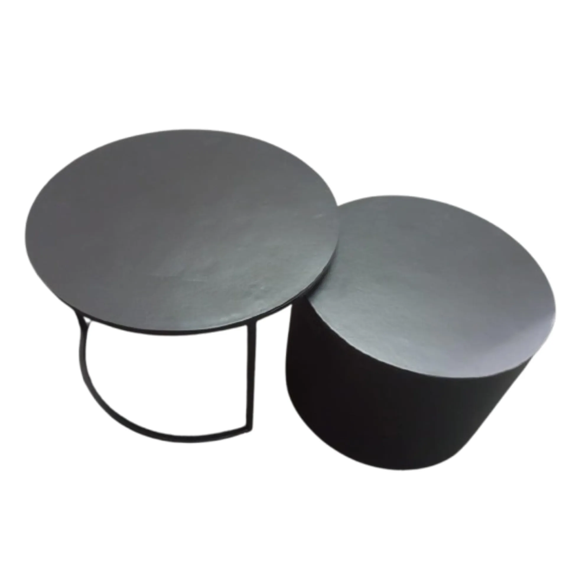 Table basse gigogne noire à bloc cylindre (lot de 2) KANO