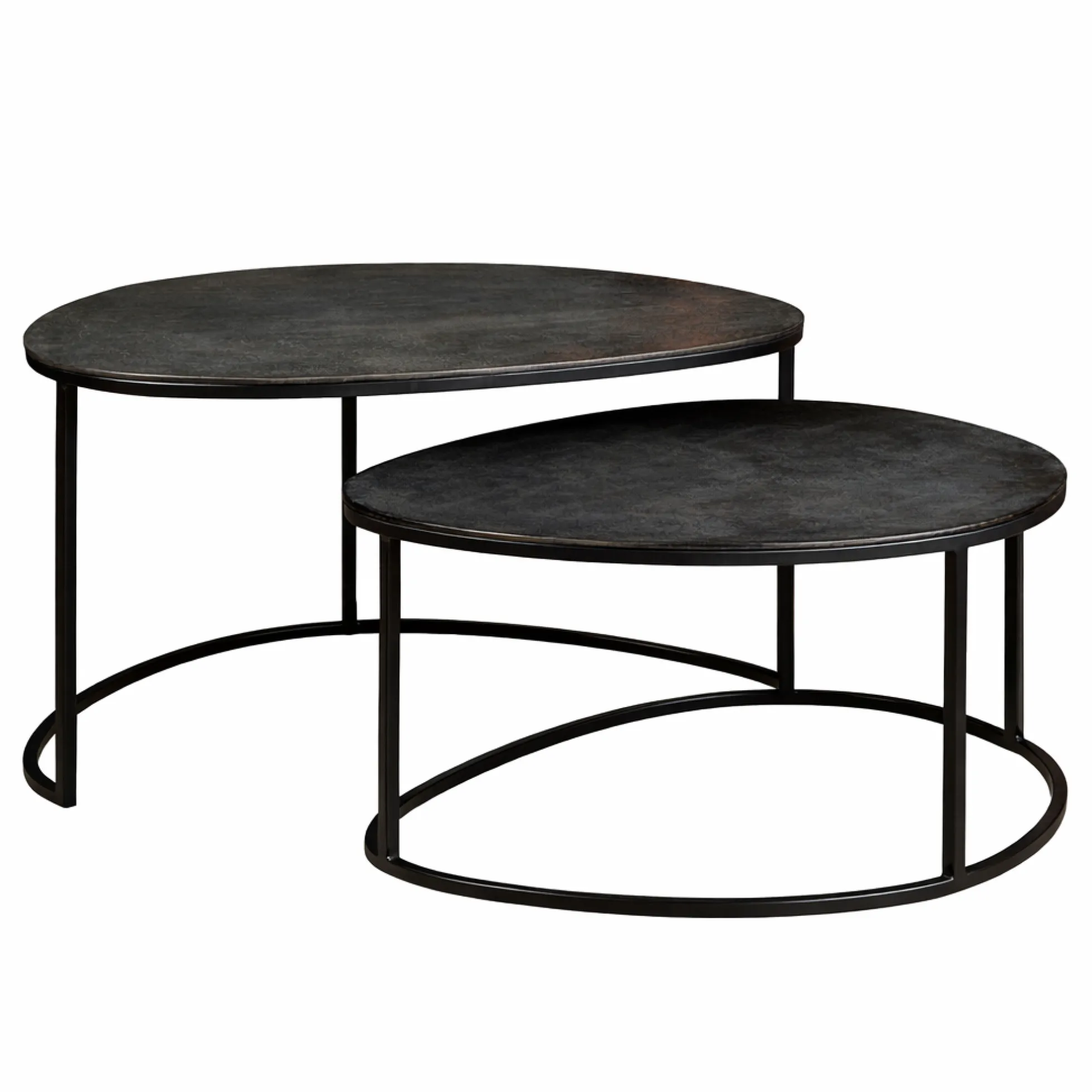 Table basse gigogne noire design organique (lot de 2) KANO