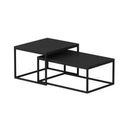 Table basse gigogne noire design moderne (lot de 2) JENA