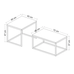 Table basse gigogne noire design moderne (lot de 2) JENA