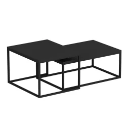 Table basse gigogne noire design moderne (lot de 2) JENA