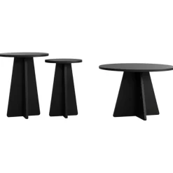 Table basse gigogne noire pieds trapèze - 3 pièces MARFA