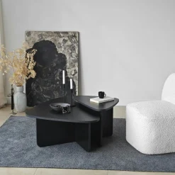 Table basse gigogne noire, triangle organique (x2) MARFA