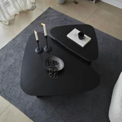 Table basse gigogne noire, triangle organique (x2) MARFA