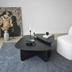 Table basse gigogne noire, triangle organique (x2) MARFA