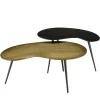 Table basse gigogne ovale métal noir et doré (lot de 2) ZALA