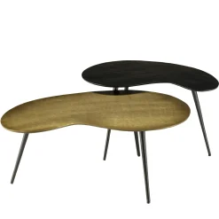 Table basse gigogne ovale métal noir et doré (lot de 2) ZALA