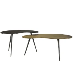 Table basse gigogne ovale métal noir et doré (lot de 2) ZALA