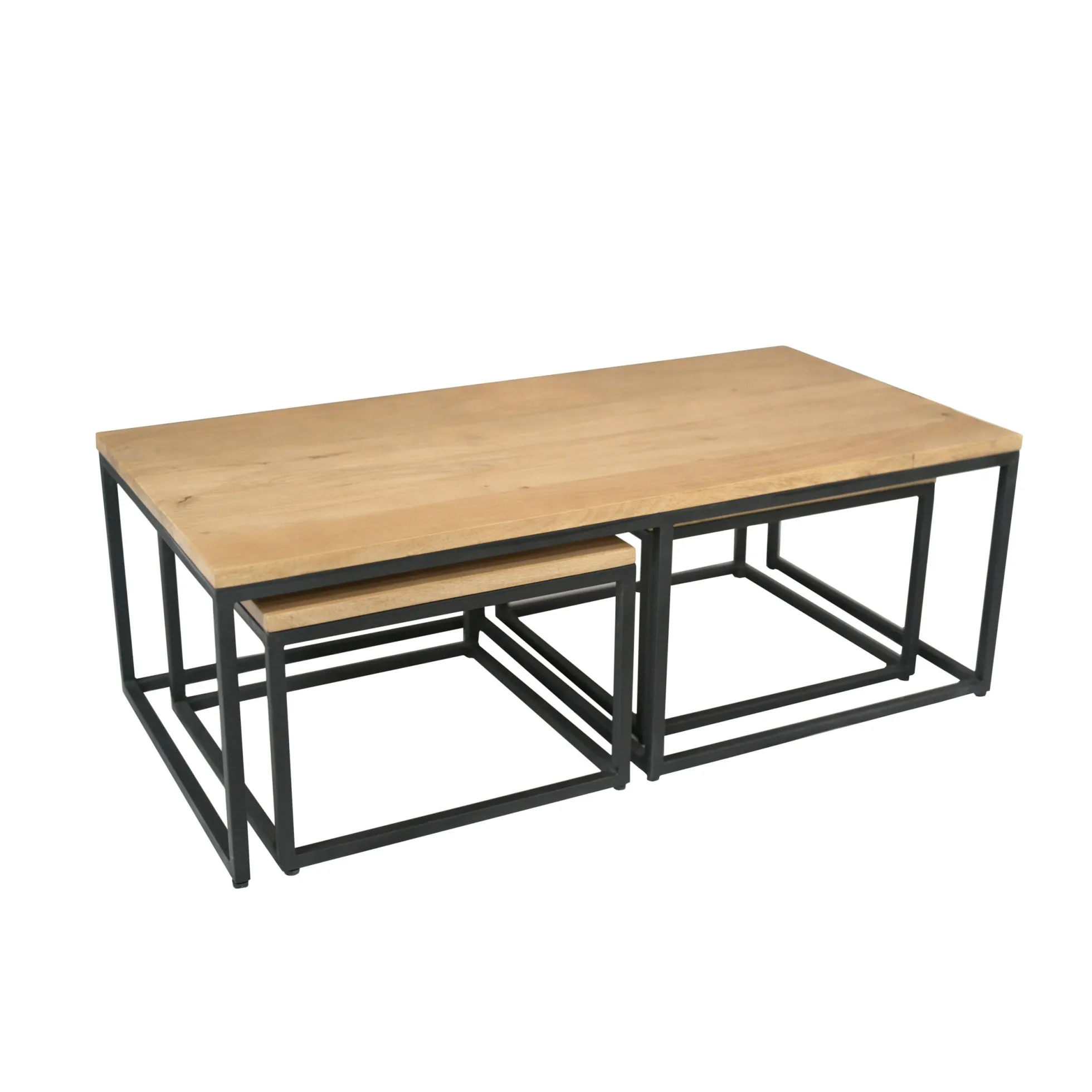 Table basse gigogne rectangulaire en bois clair (lot de 3) RIVANO