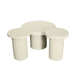 Table basse gigogne ronde bois sable à plateau épais (lot de 3) ALMA