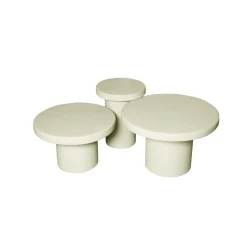 Table basse gigogne ronde bois sable à plateau épais (lot de 3) ALMA