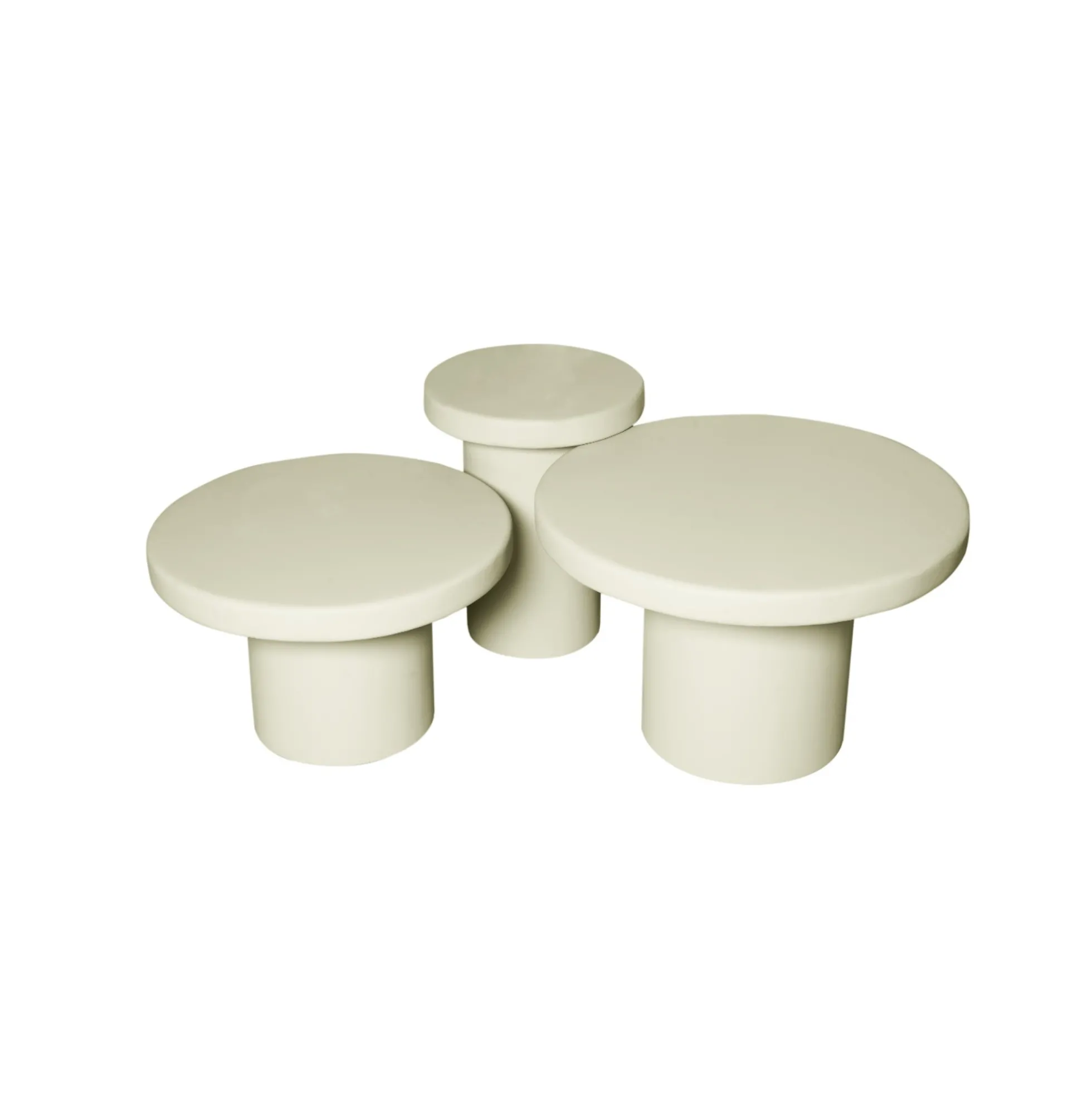 Table basse gigogne ronde bois sable à plateau épais (lot de 3) ALMA