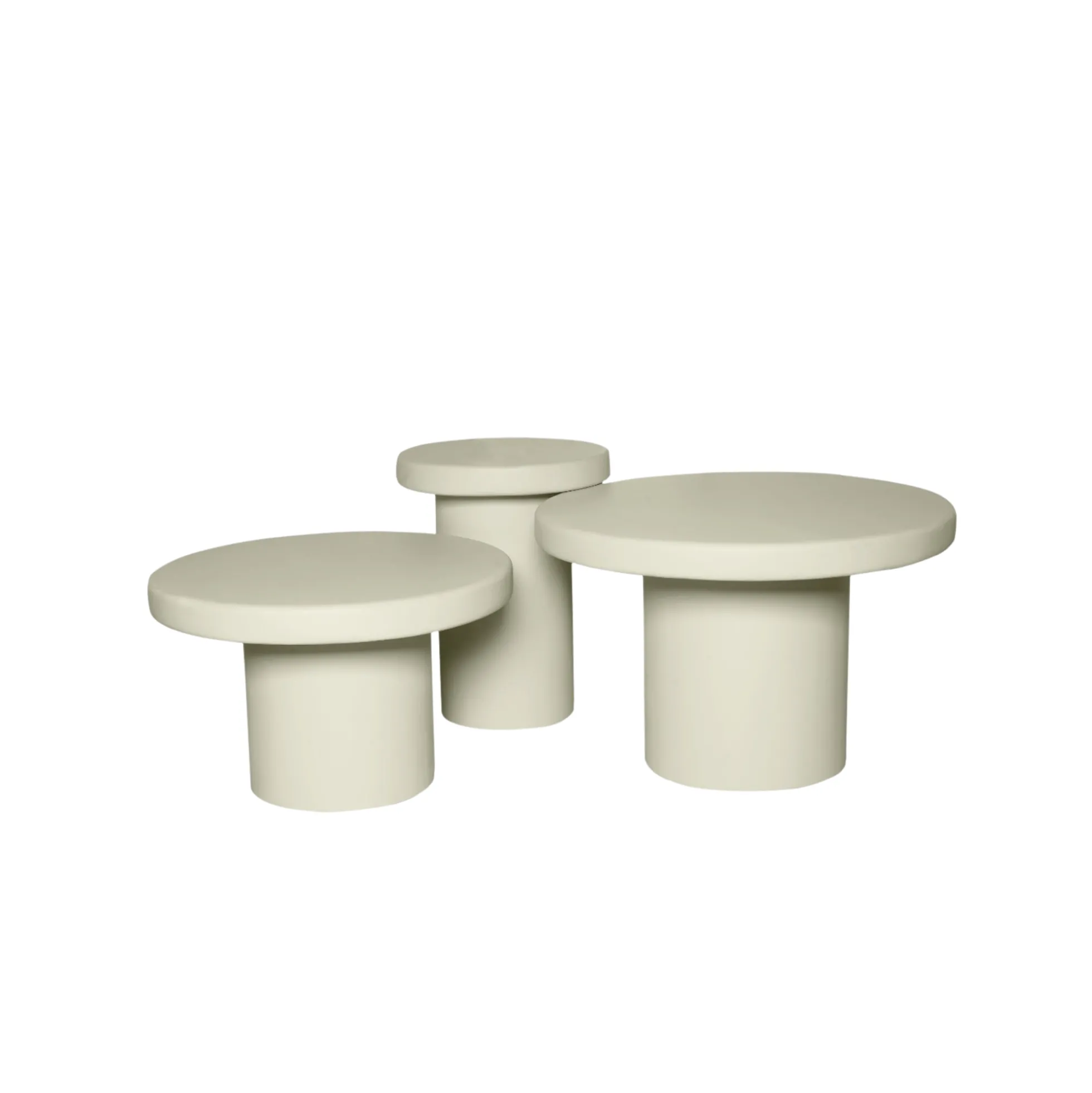 Table basse gigogne ronde bois sable à plateau épais (lot de 3) ALMA