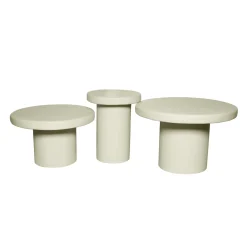 Table basse gigogne ronde bois sable à plateau épais (lot de 3) ALMA