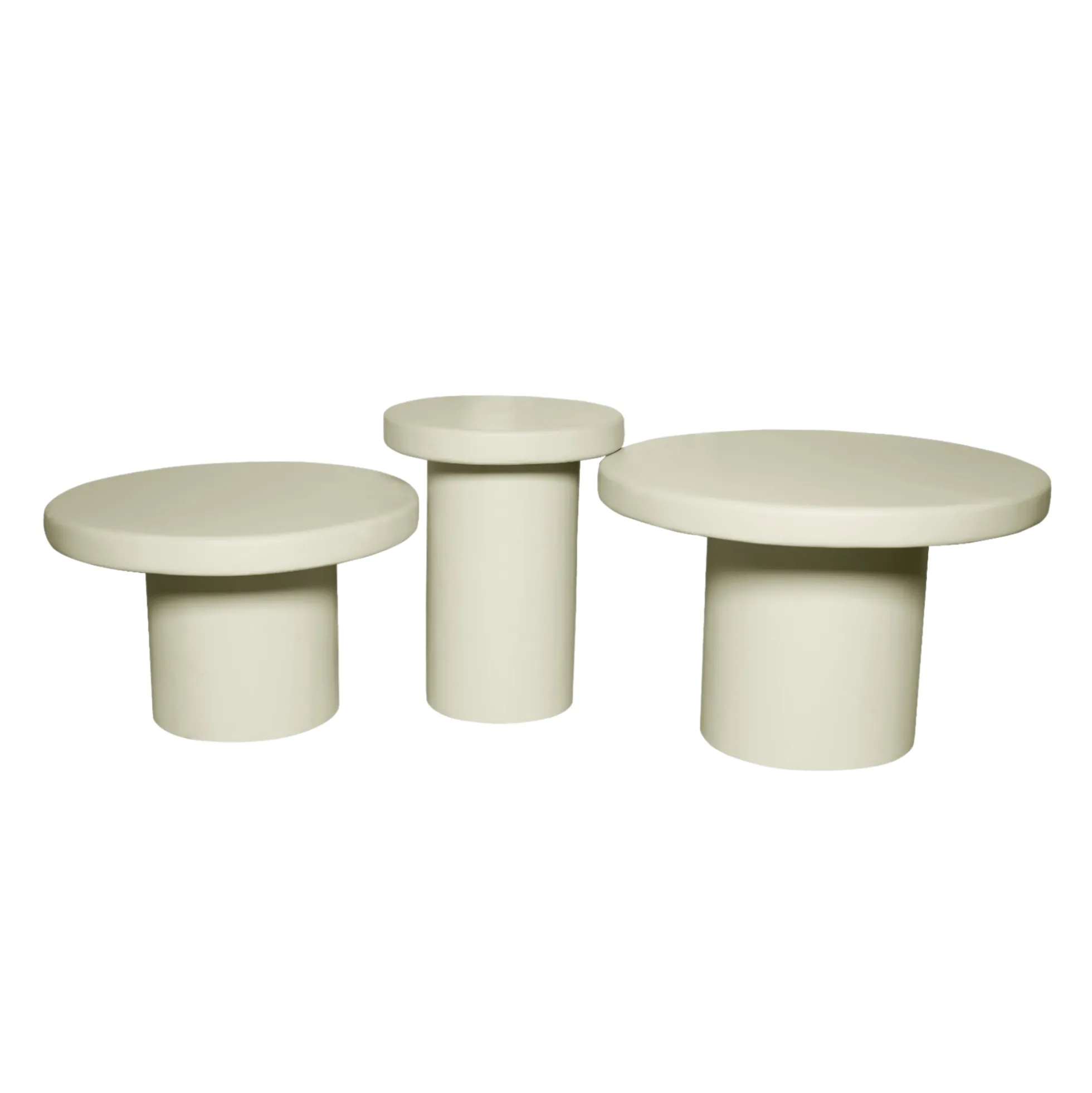 Table basse gigogne ronde bois sable à plateau épais (lot de 3) ALMA