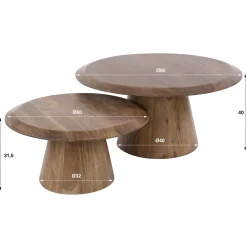 Table basse gigogne ronde bois foncé (lot de 2) NAKO
