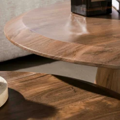 Table basse gigogne ronde bois foncé (lot de 2) NAKO