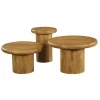 Table basse gigogne ronde à plateau épais (lot de 3) ALMA