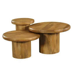 Table basse gigogne ronde à plateau épais (lot de 3) ALMA