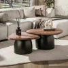 Table basse gigogne triangulaire bois foncé et métal (x2) NAKO