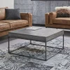 Table basse grise bois massif 80 cm LUCKNOW