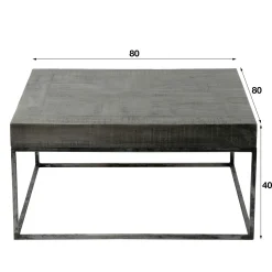 Table basse grise bois massif 80 cm LUCKNOW