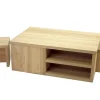 Table basse Hévéa avec niches + 2 tabourets à ranger sous la table 120x80x45cm HELENA