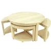 Table basse hévéa D90cm + 4 tabourets MAORI