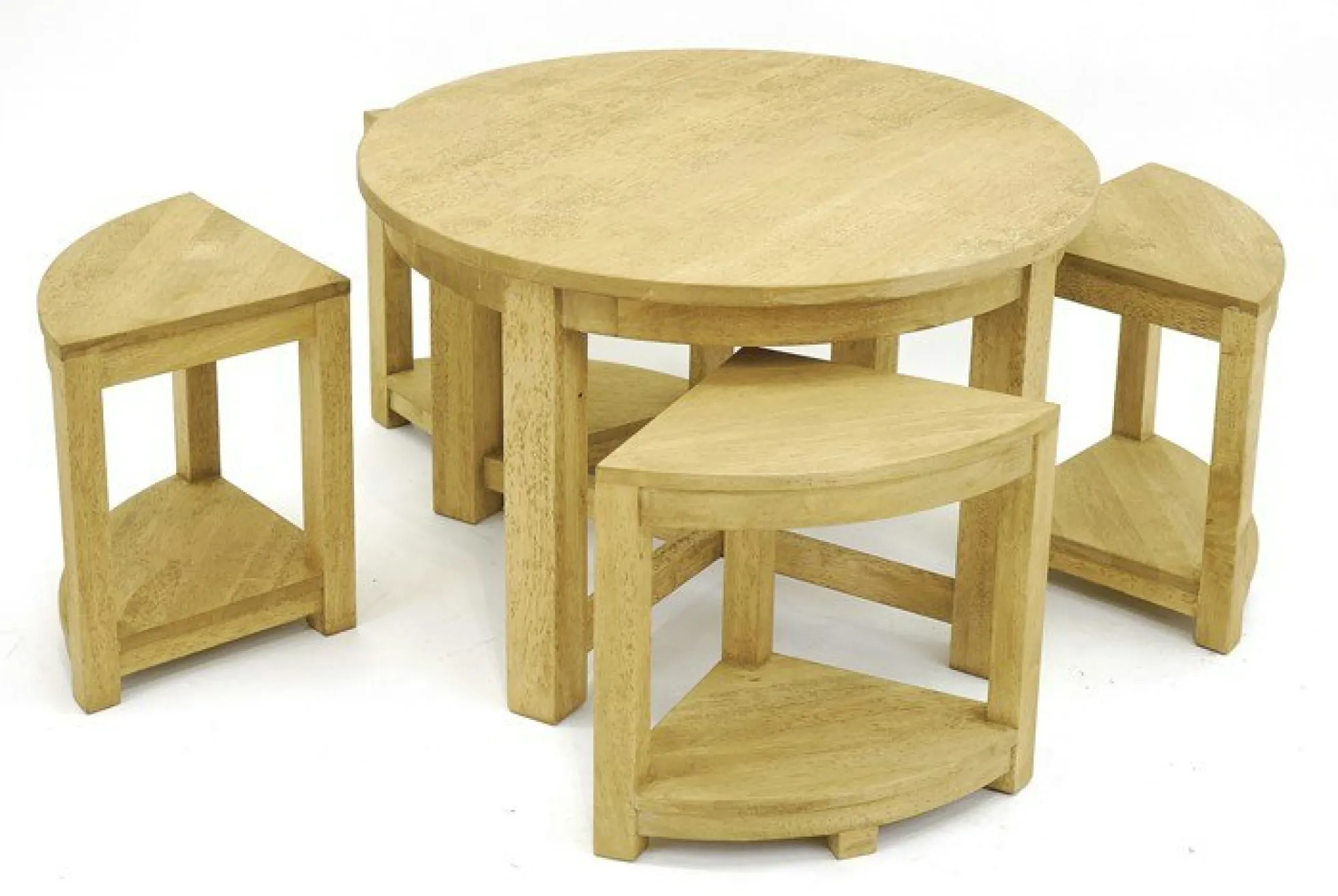 Table basse hévéa D76cm + 4 tabouretsMAORI