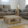 Table basse Hévéa double plateaux 90x90x35cm ATTAN