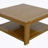 Table basse Hévéa double plateaux 80x80x38cm OLGA