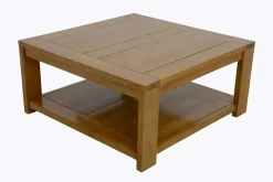 Table basse Hévéa double plateaux 80x80x38cm OLGA