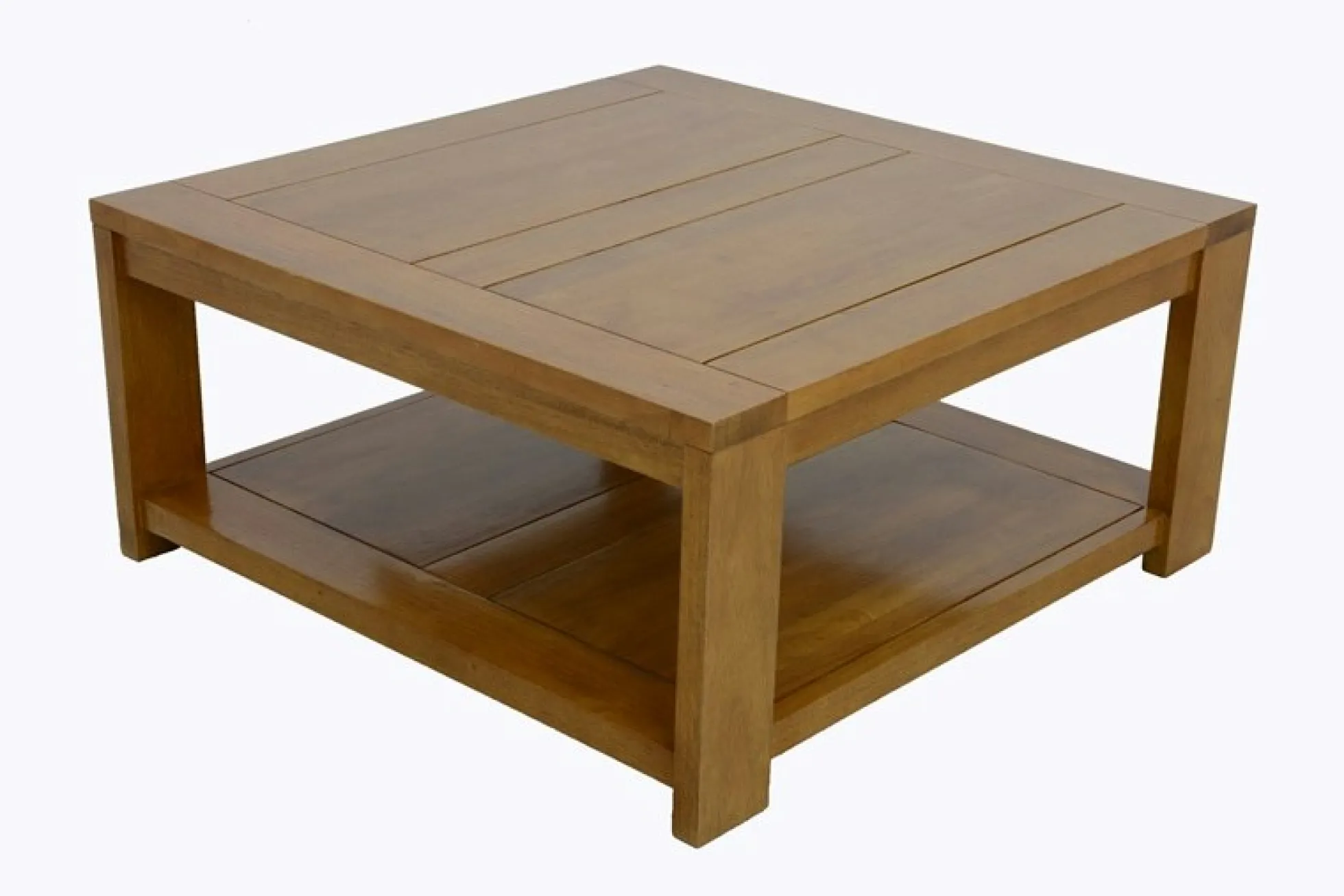 Table basse Hévéa double plateaux 80x80x38cm OLGA