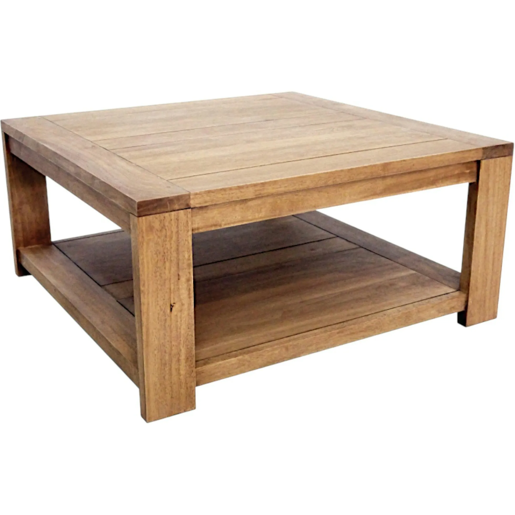 Table basse Hévéa double plateaux 80x80x38cm OLGA