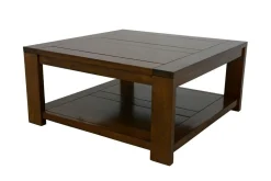 Table basse Hévéa double plateaux 80x80x38cm OLGA