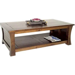 Table basse Hévéa double plateaux 120x70x40cm MAORI