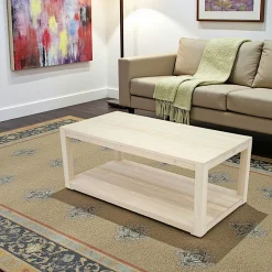 Table basse hévéa double plateau 100x50cm GALA