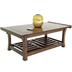 Table basse hévéa double plateaux 110x60cm MAORI