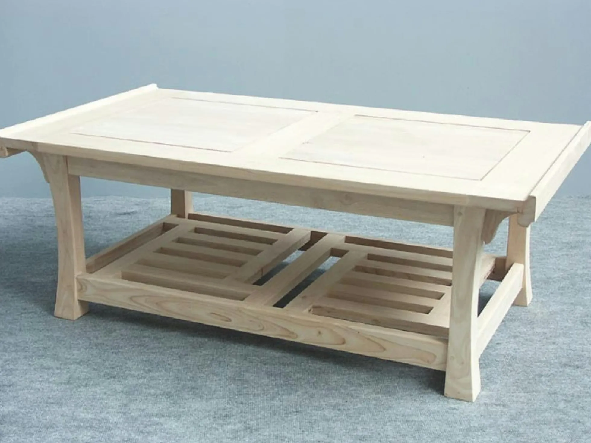 Table basse hévéa double plateaux 110x60cm MAORI