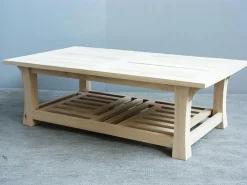 Table basse hévéa double plateaux 126x70cm MAORI