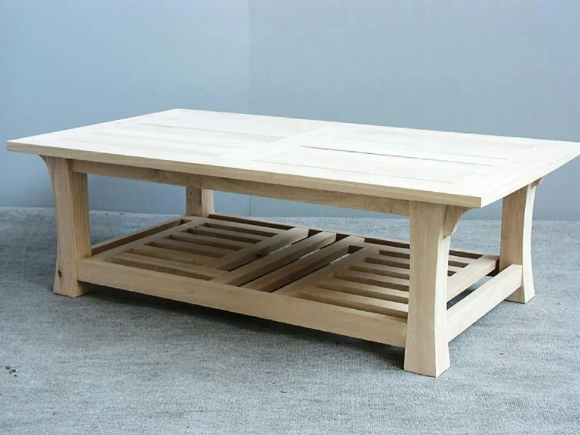 Table basse hévéa double plateaux 126x70cm MAORI