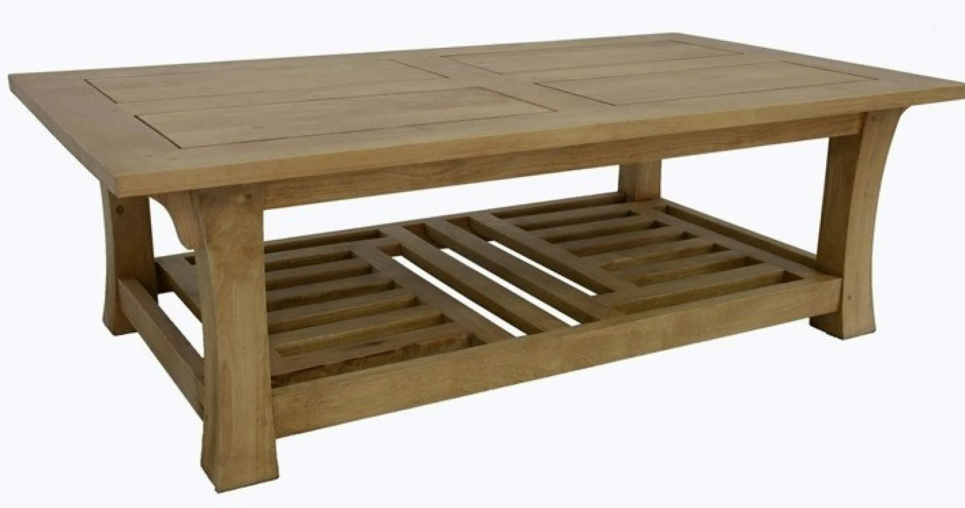 Table basse hévéa double plateaux 126x70cm MAORI
