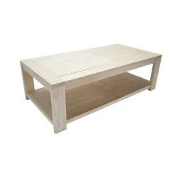 Table basse Hévéa double plateaux 120x60x38cm OLGA