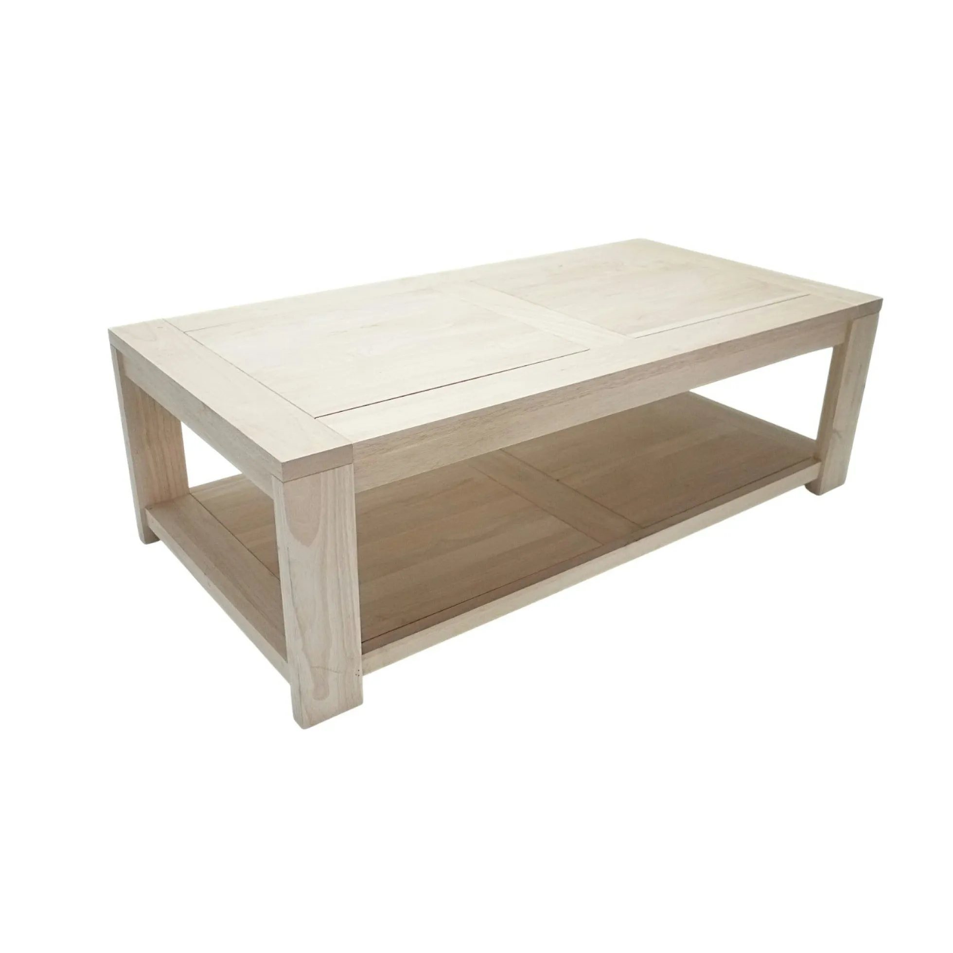 Table basse Hévéa double plateaux 120x60x38cm OLGA