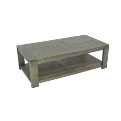 Table basse Hévéa double plateaux 120x60x38cm OLGA