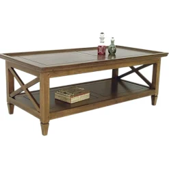 Table basse Hévéa double plateaux 120x60x45cm MAORI TRADITION