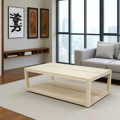 Table basse hévéa double plateau 125x70cm GALA
